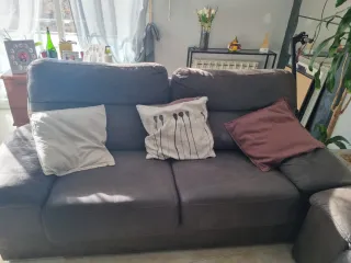 2 Sofás de 3 plazas Marrones/Grises