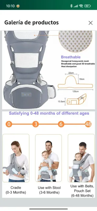 Mochila Porta Bebé Azeekoom Gris