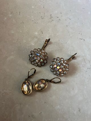 2 paia orecchini bronzo pietra glitter