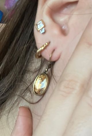 2 paia orecchini bronzo pietra glitter