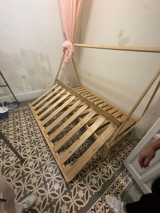 Cama nido casita madera natural