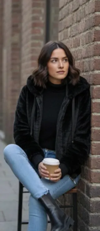 Cazadora bomber pelo negra Overside