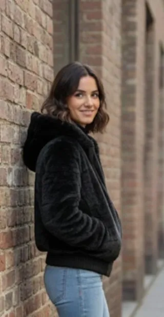 Cazadora bomber pelo negra Overside