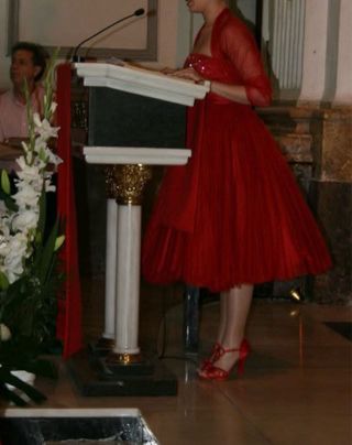 Vestido Rosa Clara Talla 36-38 Rojo+bolero