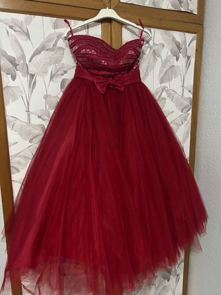 Vestido Rosa Clara Talla 36-38 Rojo+bolero