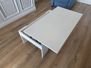 Mesa centro elevable blanca