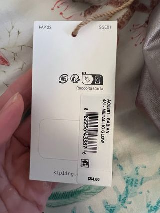 Bolso Kipling Sabian U metalizado