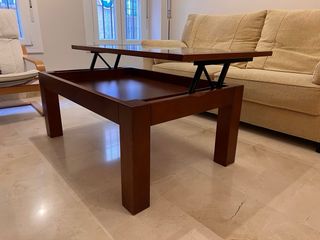 Mesa de centro elevable madera y cristal