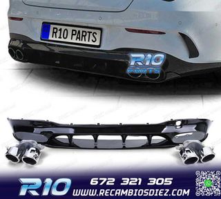 DIFUSOR MERCEDES CLA C118 19- LOOK AMG NEGRO BRILLO + COLAS