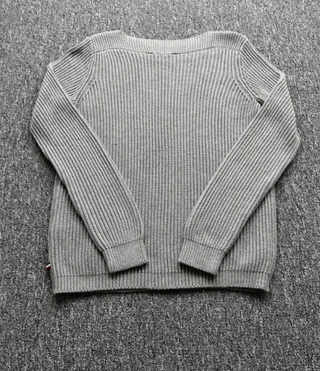 Jersey cuello barco gris M mujer algodón