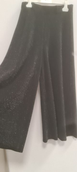 Pantaloni neri glitter gamba larga