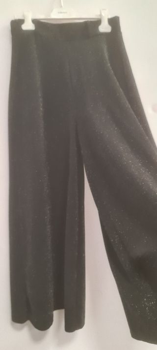 Pantaloni neri glitter gamba larga