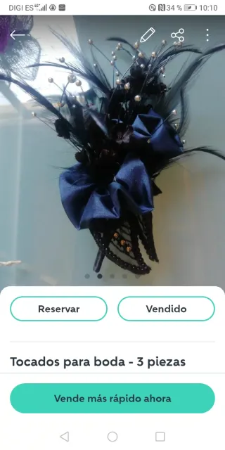 Tocado elegante para boda, negro.
