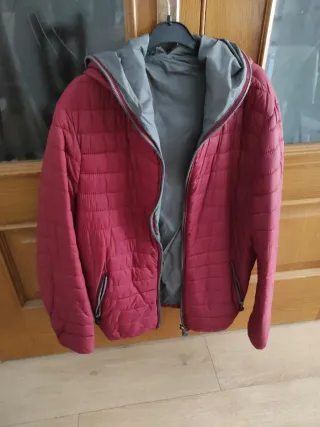 Parka reversible unisex roja y gris