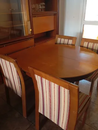 Muebles de salón: mesa, 4 sillas y balancines