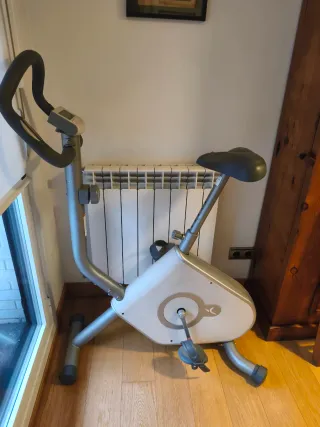 Bicicleta Estática Gris y Blanca