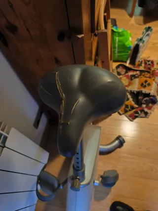 Bicicleta Estática Gris y Blanca