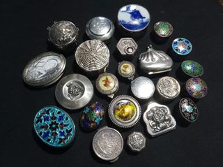 LOTE Cajitas vintage plata, esmalte y porcelana