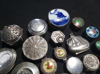 LOTE Cajitas vintage plata, esmalte y porcelana