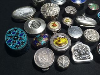 LOTE Cajitas vintage plata, esmalte y porcelana