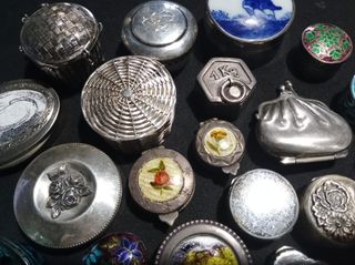 LOTE Cajitas vintage plata, esmalte y porcelana