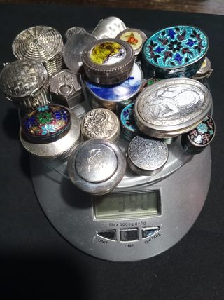 LOTE Cajitas vintage plata, esmalte y porcelana