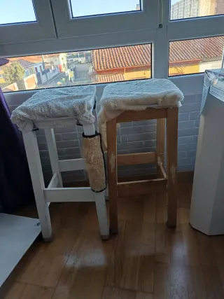 2 banquetas cocina madera y tela