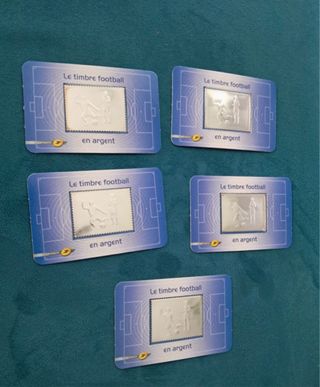 Lote 5 sellos plata pura 999 fútbol