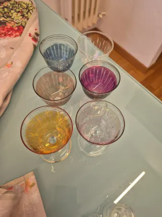 6 Bicchieri Vintage Cristallo Colorati