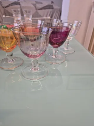 6 Bicchieri Vintage Cristallo Colorati