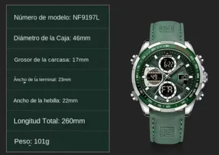 Reloj Naviforce Hombre Analógico Digital Verde