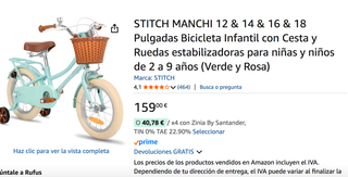 Bicicleta infantil STITCH MANCHI 16