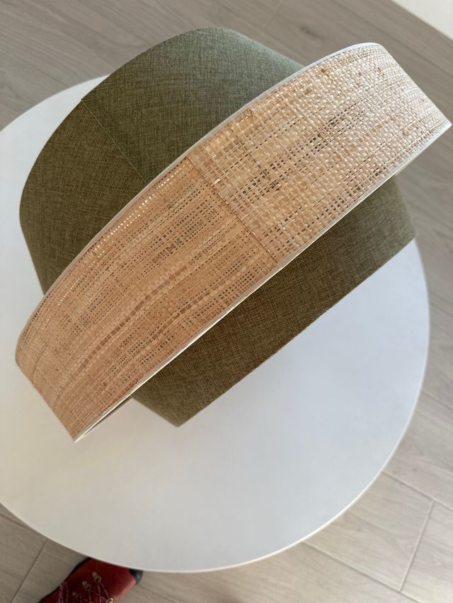 Lámpara de techo tela beige y verde