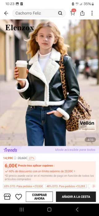 Chaqueta niña negra y blanca talla 12