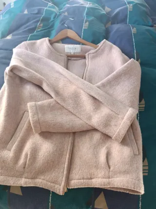 Chaqueta lana rosa cremallera