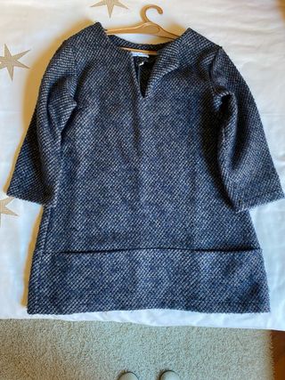 Casaca de lana azul y gris