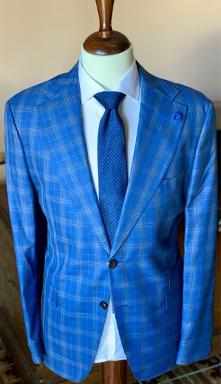 Abito uomo blu a quadri 80% Lana tg 56