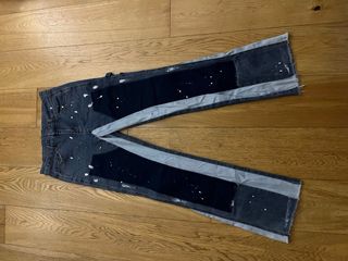 Flared jeans with white paint