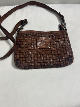 Bolso Biba Piel Marrón Tejido
