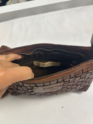 Bolso Biba Piel Marrón Tejido