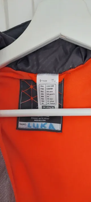 Anorak Wed'ze Negro y Gris  talla 10