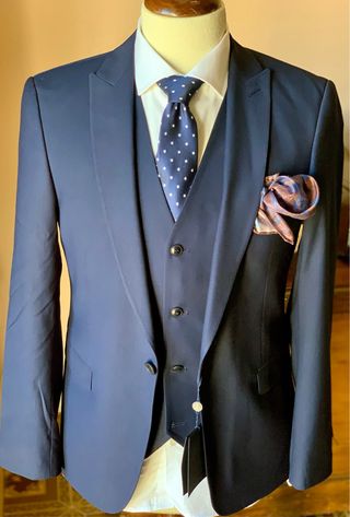 Abito uomo blu completo 3 pezzi tg46