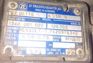 CAJA CAMBIOS RENAULT MIDLUM 180 TIPO 6 S 800 TO