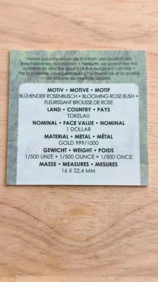 Moneda Oro 24K EL ROSAL Vincent Van Gogh 999 ARTE