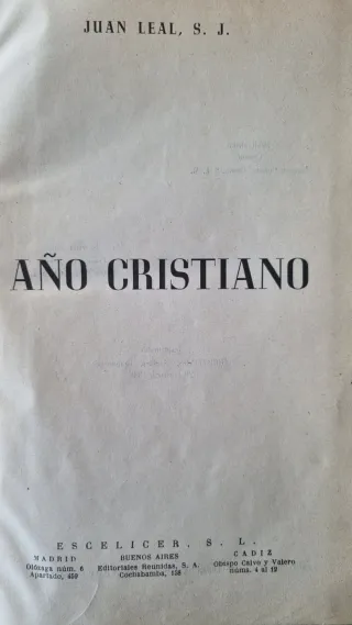 Libro Año Cristiano. Enero a Diciembre 1946
