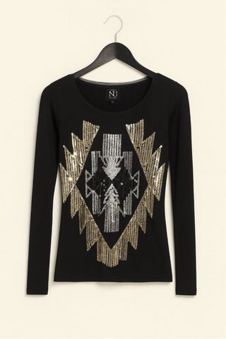 Camiseta NU manga larga lentejuelas S