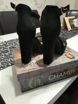 Sandalias tacón negras talla 38