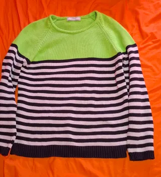 Jersey Zara Rayas Verde Talla M