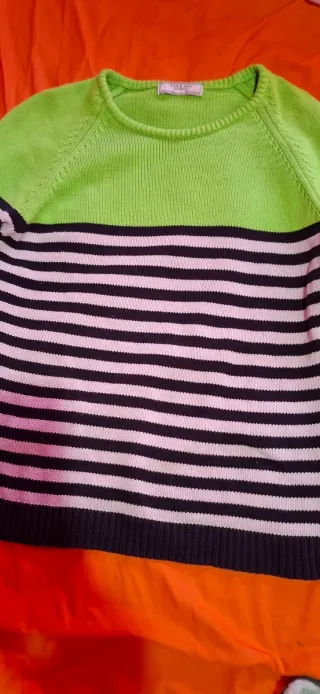 Jersey Zara Rayas Verde Talla M