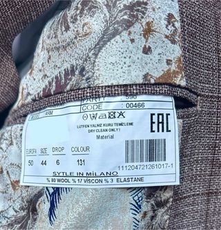 Abito uomo marrone a quadri 3 pezzi tg 50